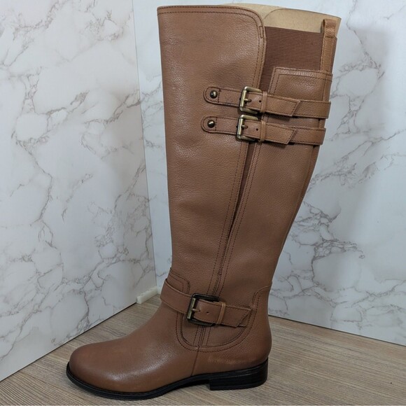 Women's Naturalizer Jessie Wide Calf Knee High Boot Banana Bread Leather 7M - Picture 1 of 10